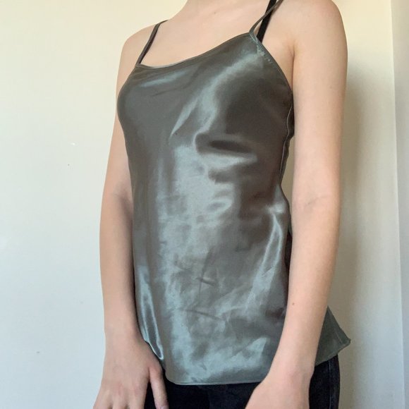 Teddy Silk Top Lace-Up Corset Back Satin Slip Cami Camisole Tank Party Blouse - Picture 7 of 7